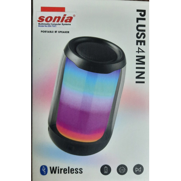 Sonia Pluse4 Mini Taşınabilir Rgb Ledli Bluetooth Hoparlör Siyah