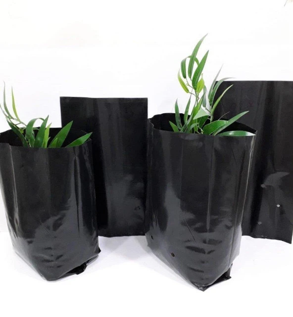 Kalın Körüklü Fide Torbası Fidan Yetiştirme Poşeti Siyah Delikli - 25x30 Cm. - 10 Kg.lık Paket - Resim 2