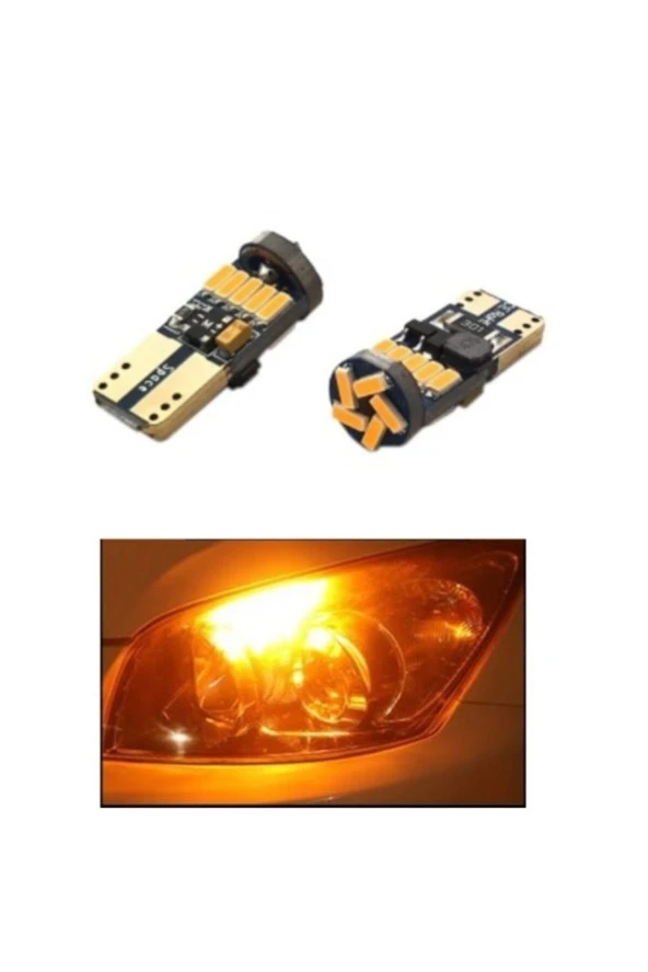 T10 15 Smd Turuncu Dipsiz Oto Led Park Ampulü Canbus