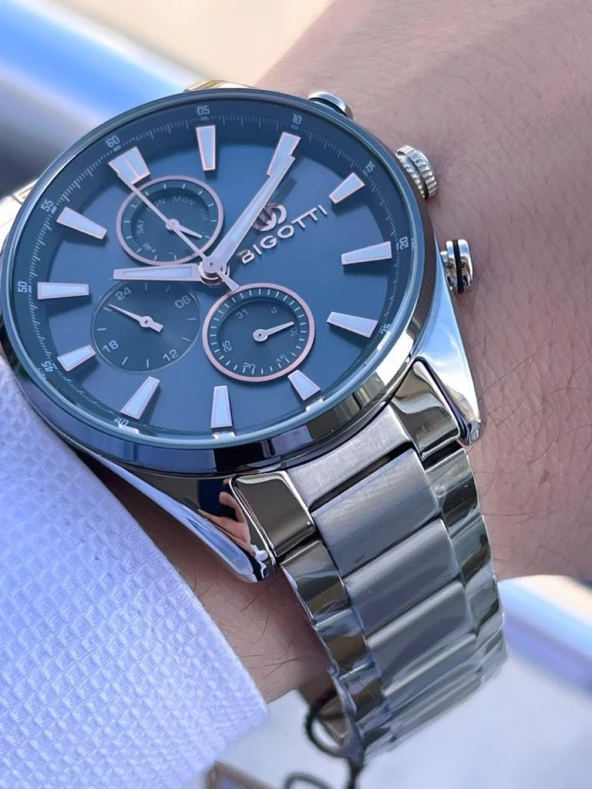 EBG.1.10506.2 Bigotti Çelik Kordon 5 ATM Su Geçirmez 2 Yıl Garantili Erkek Kol Saati - Resim 2
