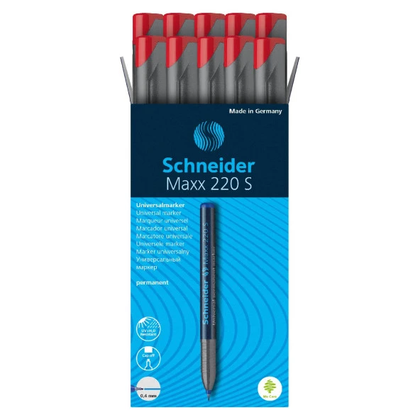 Schneider Maxx 220 S 0.4 mm Asetat Kalemi Kırmızı 10 lu