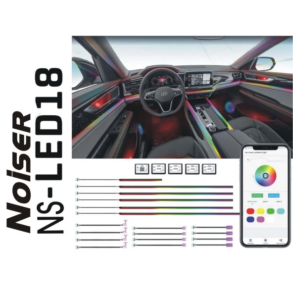 Noiser  X-LED18 App Kontrollü Rgb Araç Içi Ambians LED - 2