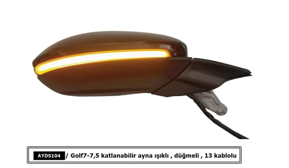 Golf7-7,5  katlanabilir ayna ışıklı , düğmeli , 13 kablolu/ AYDS104 - Resim 4