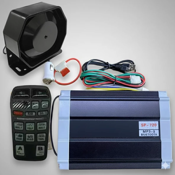 Profesyonel Özel siren 300W bluetooth ve mp3 özellikli Premium - Resim 2