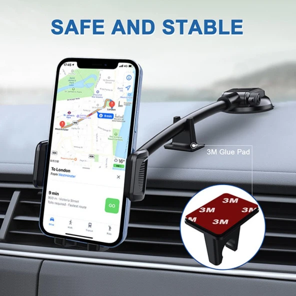 40cm vantuzlu otomatik kilitlenen telefon tutacağı / SYTE192 - Resim 4