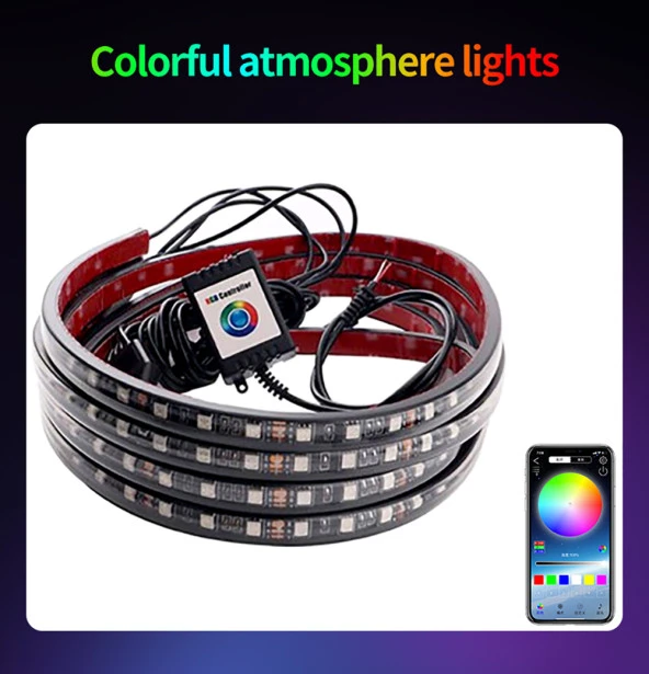 Araç altı aydınlatma gündüz ledi 15 renkli animasyonlu 90x120 cm 12v-12w / LAAM538-16 - Resim 3