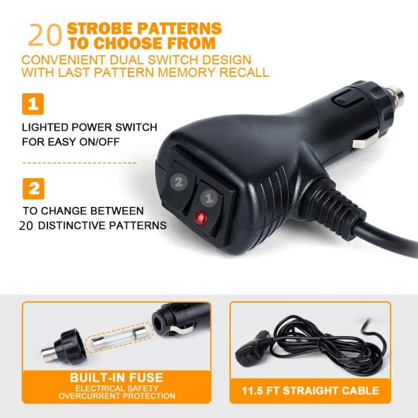 Çakar lamba vantuzlu 2'li set 12-30v kırmızı-kırmızı / LAPA542-2 - Resim 4