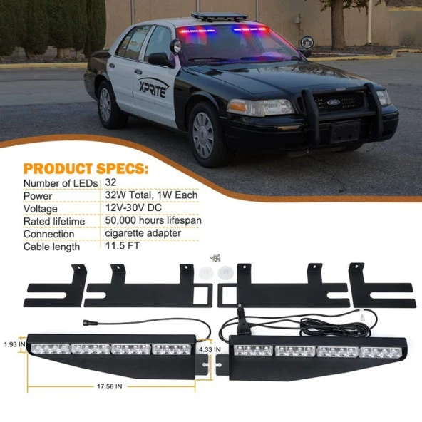 Çakar lamba vantuzlu 2'li set 12-30v kırmızı-mavi / LAPA542 - Resim 5