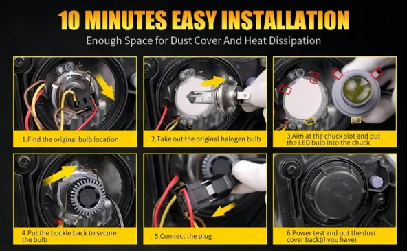 Premium led far ampulü lensli H4  16.000LM / LAAM958 - Resim 4