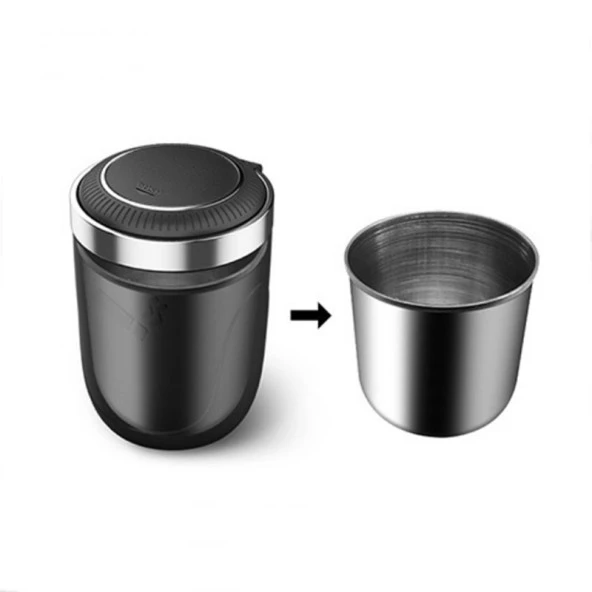 Işıklı küllük otomatik açmalı siyah / ICKU52 - Resim 2