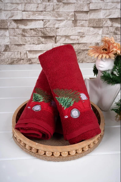 Baveno %100 Pamuk İkili 50x100 Cm Yılbaşı Nakışlı Havlu/Havlu Seti - Resim 6