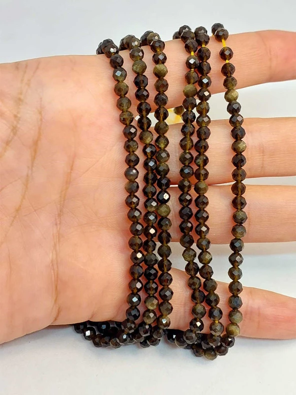 Golden Obsidyen Taşı Faset Kesim Dizi 3.5mm (45226) ürün görseli