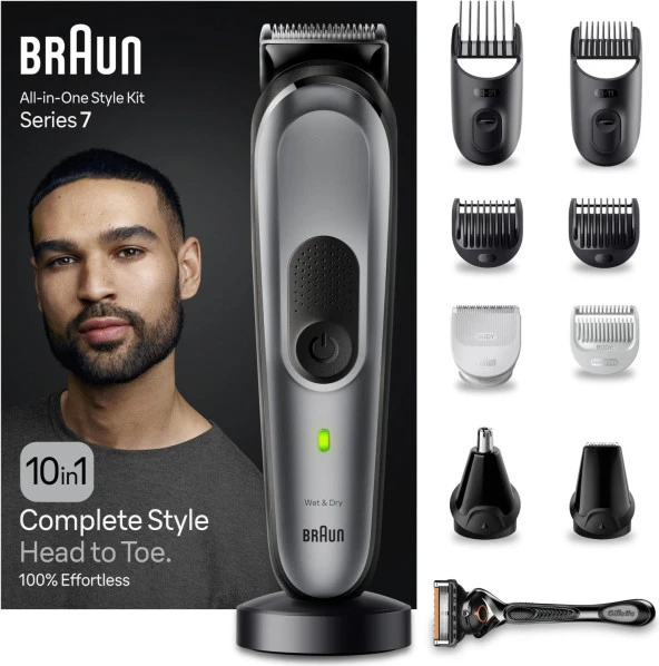 Braun Series 7 MGK7420 Hepsi Bir Arada Şekillendirme Seti, 10’u 1 Arada Erkek Bakım Kiti