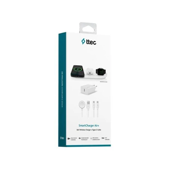 Ttec 2KS21 Smartcharger Air+ Iphone+Applewatch+ Kablosuz Hızlı Şarj PDSeyahat Şarj Aleti - 7