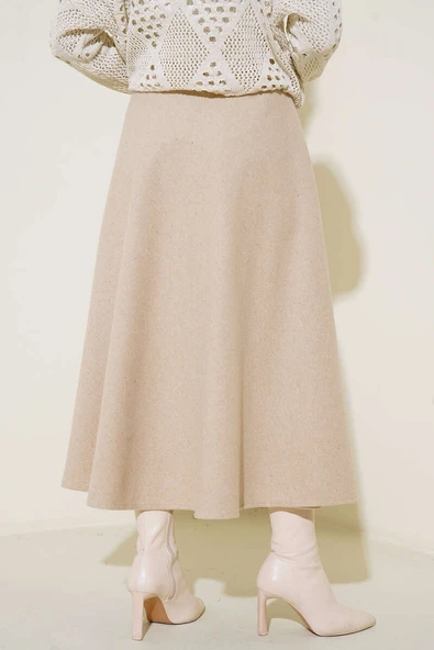 Kloş Model Kaşe Etek Bej - Resim 3