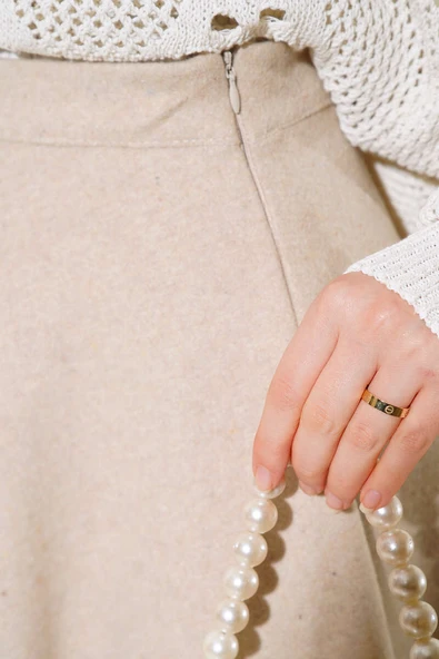 Kloş Model Kaşe Etek Bej - Resim 4