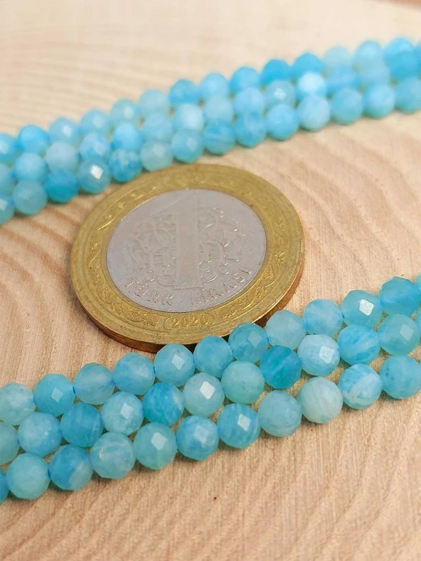 Amazonit Taşı Faset Kesim Dizi 4mm (45228) - Resim 2