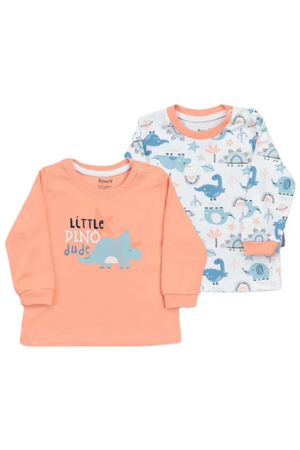MiniWorld Erkek Bebek Dinozor Temalı 2li Sweat Seti 16446