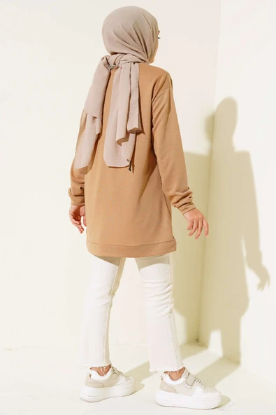 Yazı Baskı Armalı Tunik Camel - 3