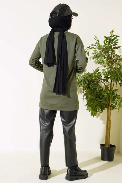 Yazı Baskı Armalı Tunik Haki - Resim 3