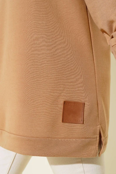 Yazı Baskı Armalı Tunik Camel - 4