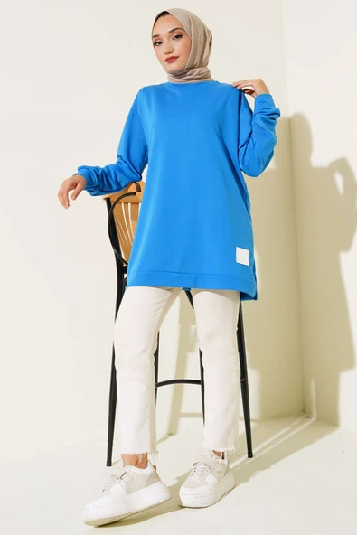 Yazı Baskı Armalı Tunik Mavi ürün görseli