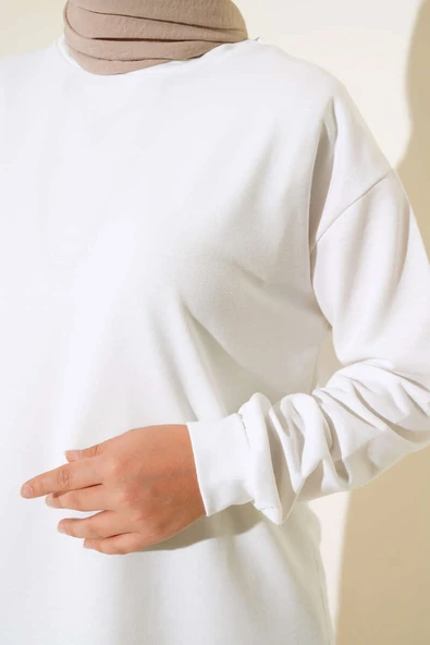 Yazı Baskı Armalı Tunik Beyaz - Resim 4