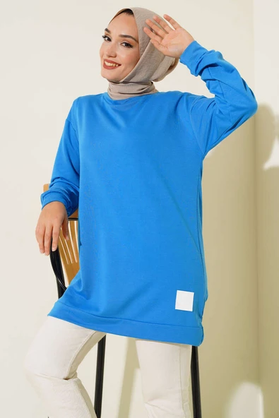 Yazı Baskı Armalı Tunik Mavi - Resim 2