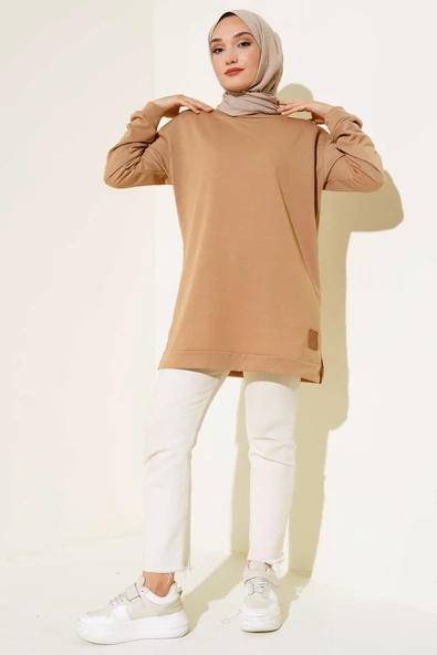 Yazı Baskı Armalı Tunik Camel - 2
