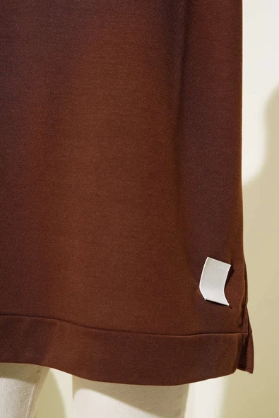 Yazı Baskı Armalı Tunik Kahve - Resim 4