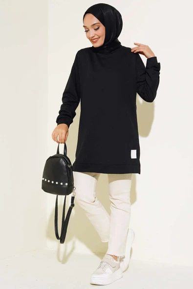 Yazı Baskı Armalı Tunik Siyah - Resim 2