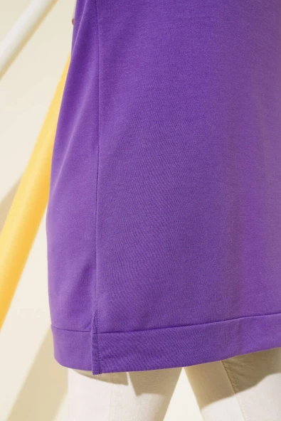 Yazı Baskı Armalı Tunik Mor - Resim 4