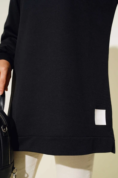 Yazı Baskı Armalı Tunik Siyah - Resim 4