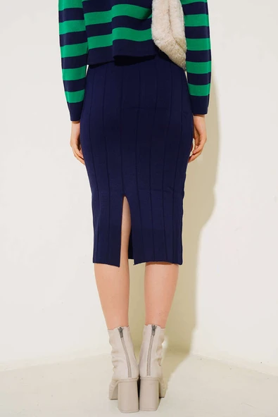 Yırtmaçlı Siyah Kalem Lacivert - Resim 3