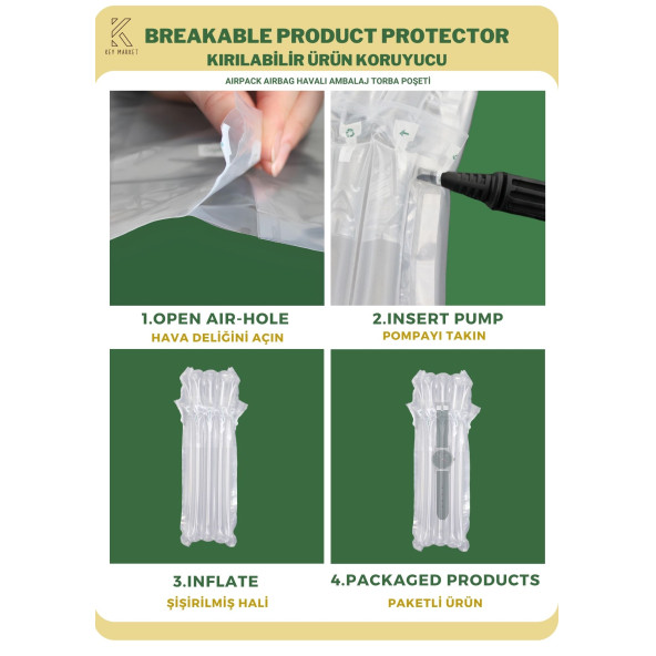 100 Adet-Paket 15x33 cm Airpack Ambalaj Torbası Airbag Havalı Poşet Akıllı Saat Ambalajı - 5
