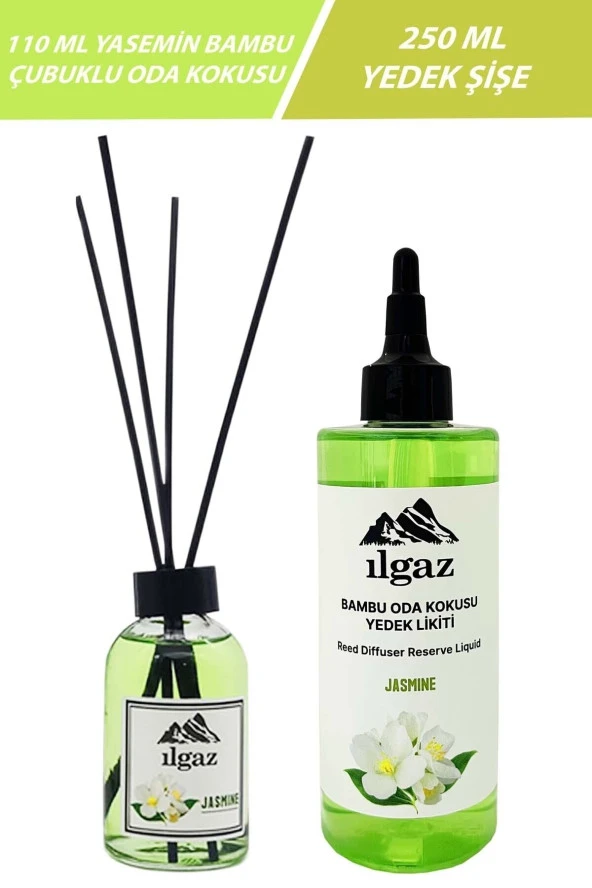 Yasemin Çiçeği 2'li Set Bambu Çubuklu Oda Kokusu 110 Ml & Yasemin Çiçeği Yedek Likit Şişe 200 Ml - Resim 2