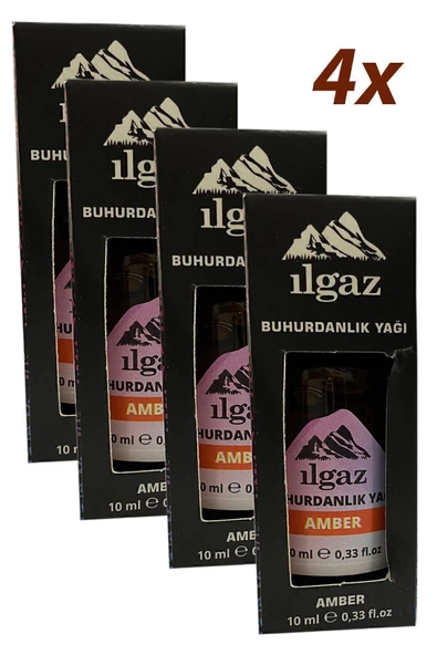 Amber Buhurdanlık Yağı 10 Ml 4'lü Eko Paket Doğal Buhurdanlık Yağı Amber Esintisi