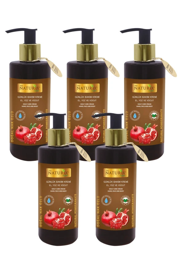250 ml Onarıcı Vitamin Içeren El Yüz Vücut Bakım Kremi 5li Nar Krem Pomegranate Cream