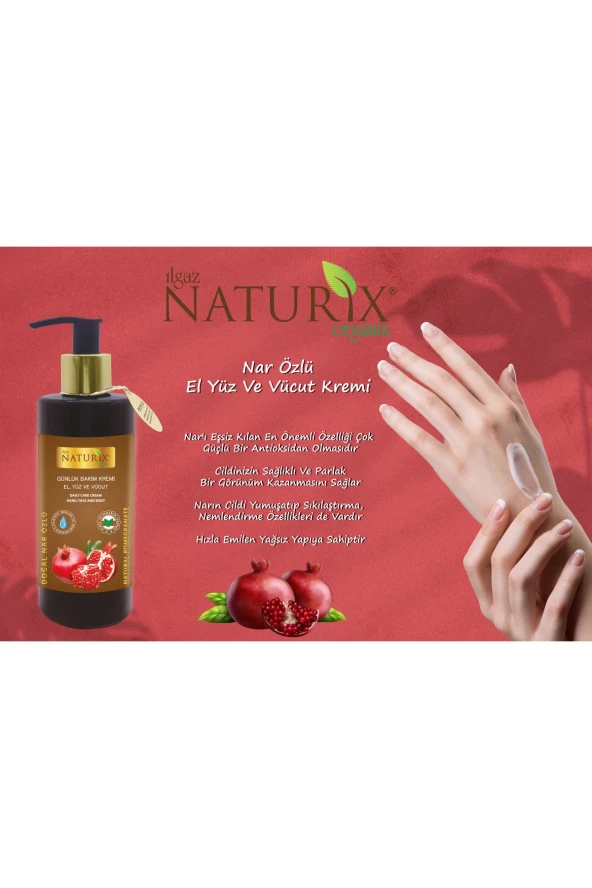 250 ml Onarıcı Vitamin Içeren El Yüz Vücut Bakım Kremi 5li Nar Krem Pomegranate Cream - 2