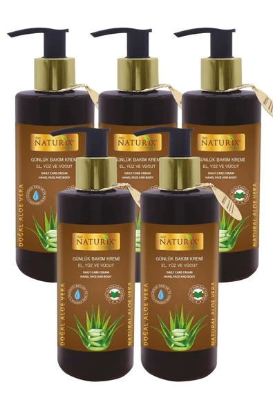 Aloe Vera El - Yüz - Vücut Kremi 5 Adet Nemlendirici Cilt Bakım Kremi Dev Fırsat Paketi