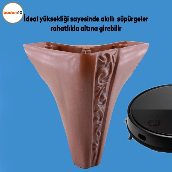 Seher 1 Çift Avangart Mobilya Kanepe Sehpa Çekyat Koltuk Ayağı 15 Cm Kahverengi Baza Ayakları - 2