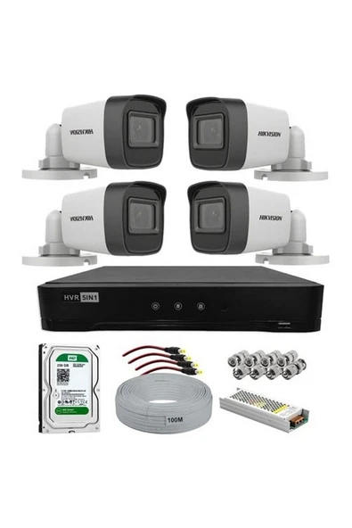 4 Kameralı Hikvision Güvenlik Kamerası Full Set