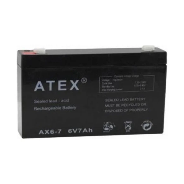 Atex Akü 6V 7A (15X9X3.3CM) Atex