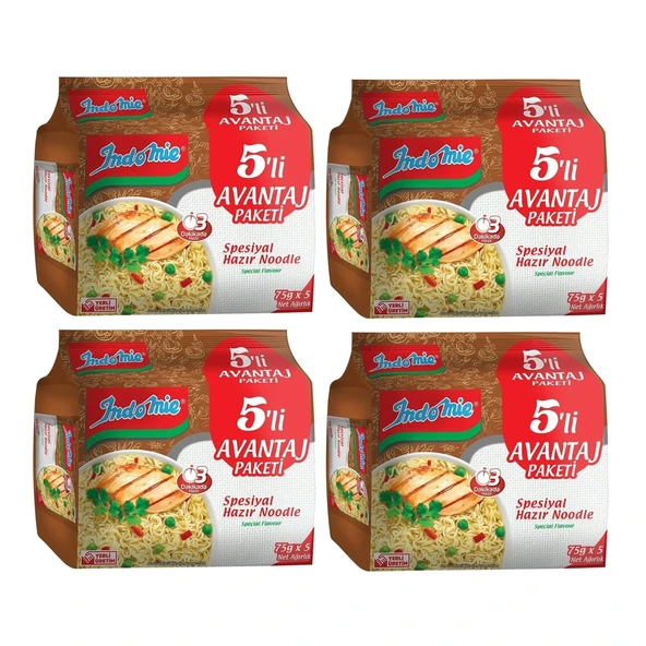 Indomie Hazır Noodle Spesiyal 75gr X 5 Li Avantaj Paket X 4 Adet