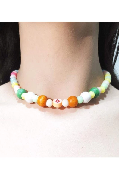 Renkli Boncuklu Emojili Çocuk Kolyesi ürün görseli 1