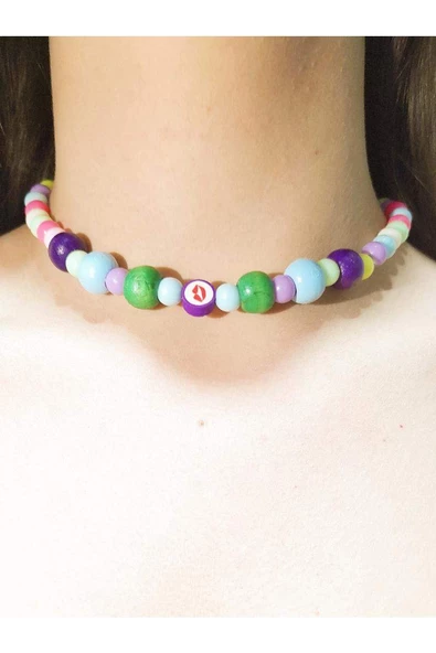 Renkli Boncuklu Emojili Çocuk Kolyesi ürün görseli 1