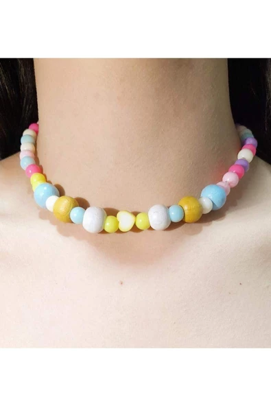 Renkli Boncuklu Emojili Çocuk Kolyesi