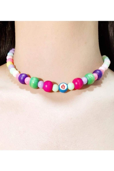 Renkli Boncuklu Emojili Çocuk Kolyesi ürün görseli 1