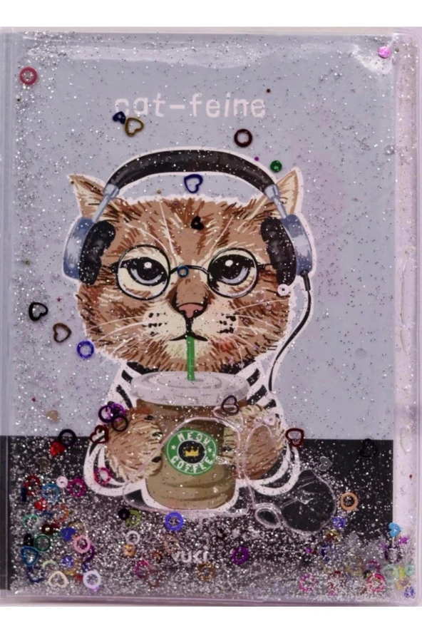Şirin Kedi Desenli A5 Boy Simli Ve Sulu Kapaklı Defter Mls-306 - 2