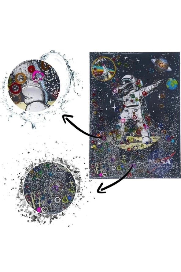 Astronot A5 Boy Simli Ve Sulu Kapaklı Defter (lacivert) Mls-300 - 3